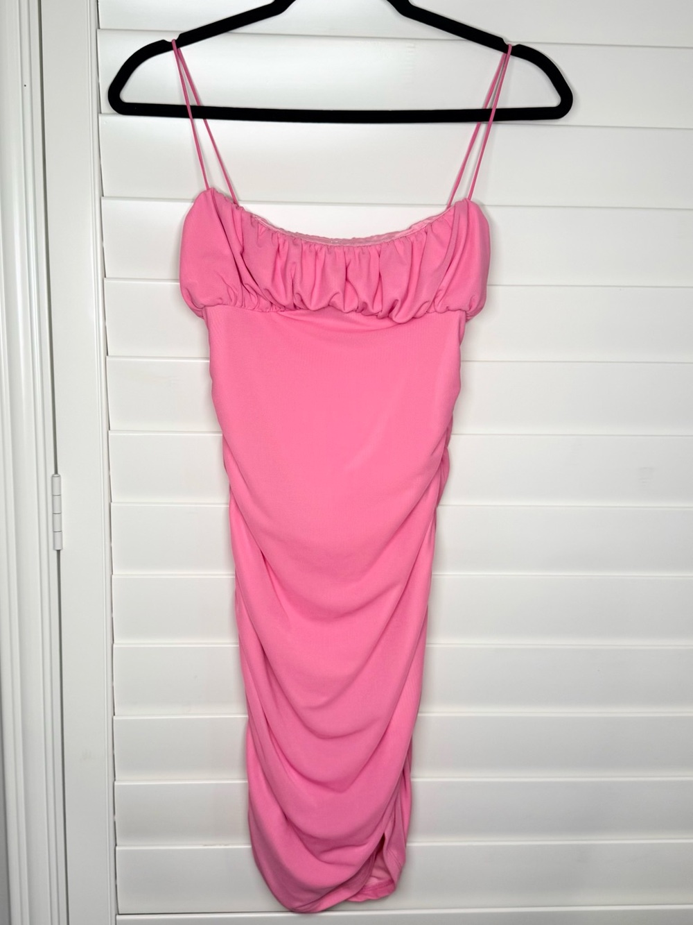 Hello Molly Hot Pink Ruched Mini Dress